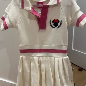 White and Pink Polo Minnie Dress with Embroidered Logo 3T